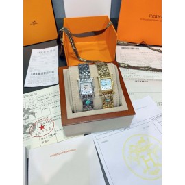 Hermes 316l Fine Steel Case Strap Diamond Watch Gold