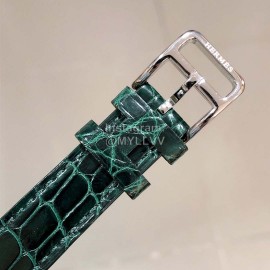 Hermes 316l Fine Steel Case Strap Square Dial Watch Green