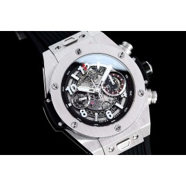 Hublot New Waterproof Rubber Strap Mechanical Watch Silver