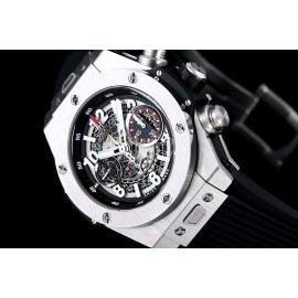 Hublot New Waterproof Rubber Strap Mechanical Watch Silver