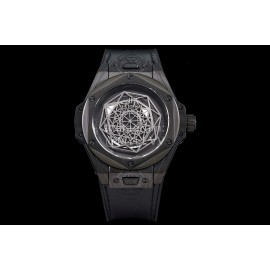 Hublot Geometric Pattern Overlapping Luminous Pointer Watch Black
