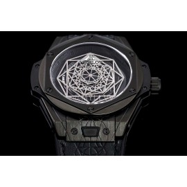 Hublot Geometric Pattern Overlapping Luminous Pointer Watch Black