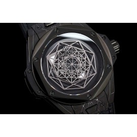 Hublot Geometric Pattern Overlapping Luminous Pointer Watch Black