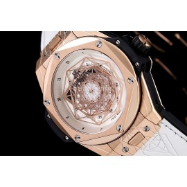 Hublot Geometric Pattern Overlapping Luminous Pointer Watch White