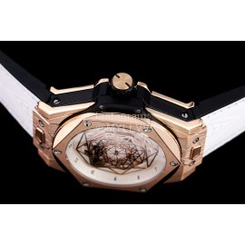 Hublot Geometric Pattern Overlapping Luminous Pointer Watch White