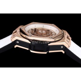 Hublot Geometric Pattern Overlapping Luminous Pointer Watch White