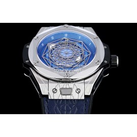 Hublot Geometric Pattern Overlapping Luminous Pointer Blue Strap Watch