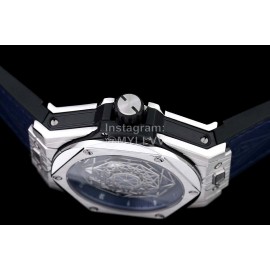 Hublot Geometric Pattern Overlapping Luminous Pointer Blue Strap Watch