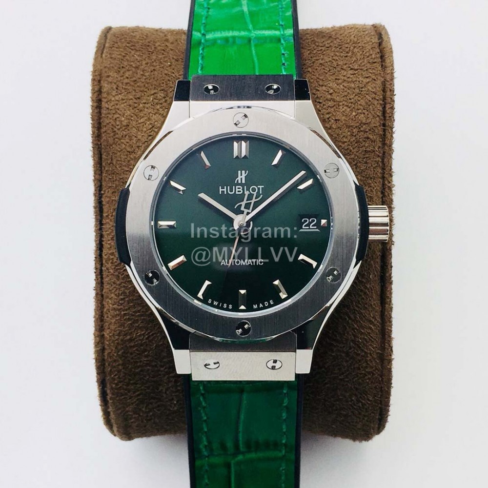 Hublot Hb Factory Green Strap Watch For Women