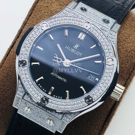 Hublot Hb Factory Diamond Black Strap Watch For Women