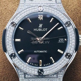 Hublot Hb Factory Diamond Black Strap Watch For Women