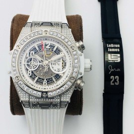 Hublot Hb Factory 45.5mm Dial Rubber Strap Mechanical Watch White