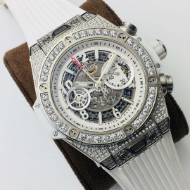 Hublot Hb Factory 45.5mm Dial Rubber Strap Mechanical Watch White