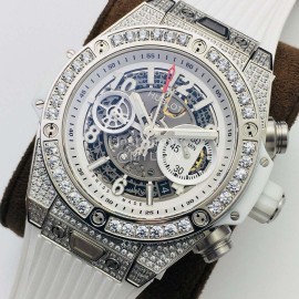 Hublot Hb Factory 45.5mm Dial Rubber Strap Mechanical Watch White