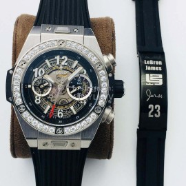 Hublot Hb Factory Diamond Rubber Strap Mechanical Watch For Men
