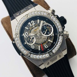 Hublot Hb Factory Diamond Rubber Strap Mechanical Watch For Men