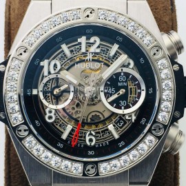 Hublot Hb Factory Diamond Rubber Strap Mechanical Watch For Men