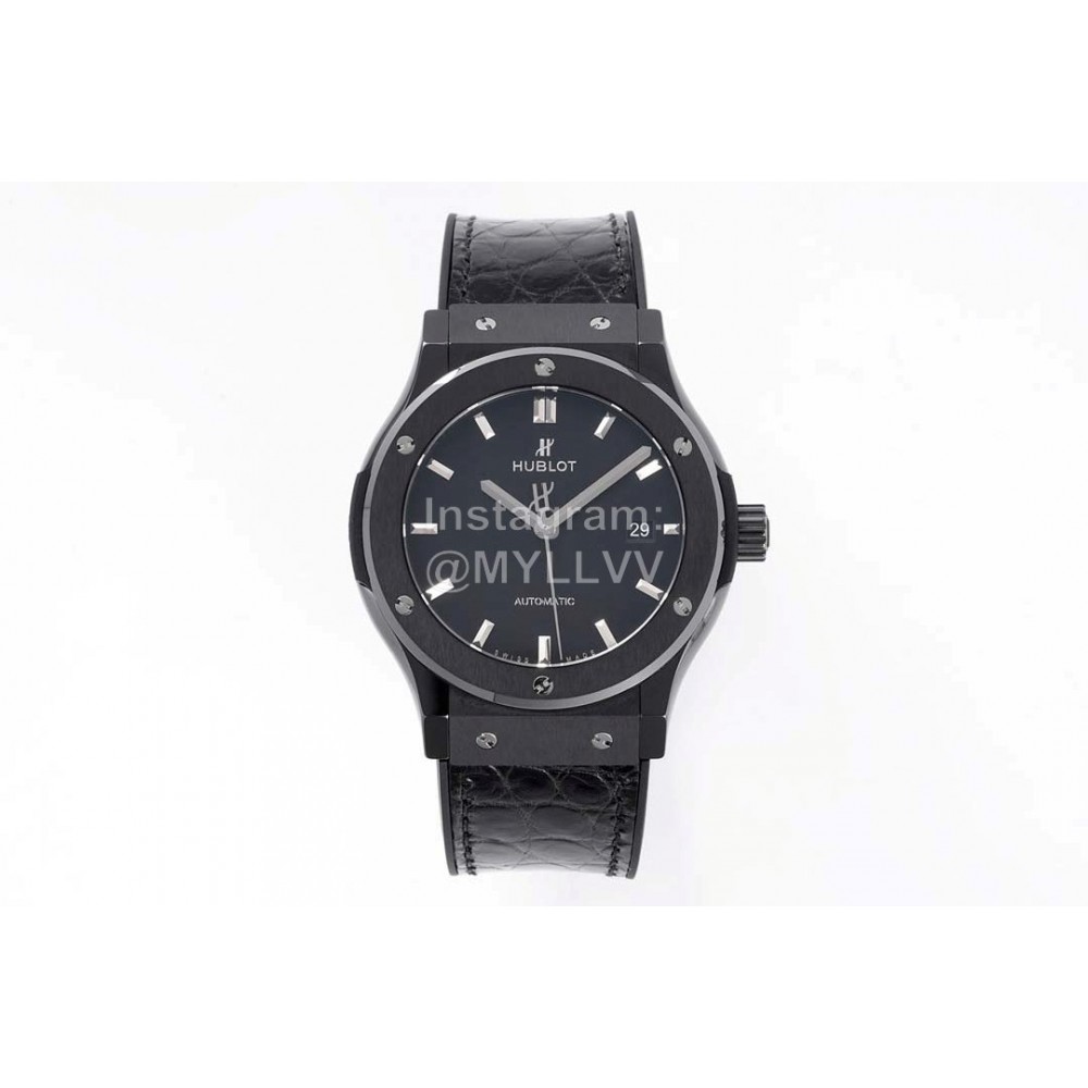 Hublot Ceramic Case Soft Strap Watch Black