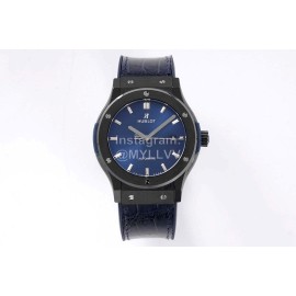Hublot Ceramic Case Soft Strap Blue Dial Watch