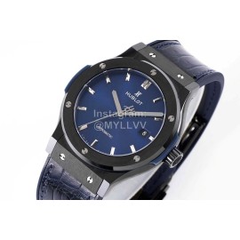 Hublot Ceramic Case Soft Strap Blue Dial Watch