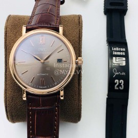 Iwc Iws Factory Sapphire Glass Leather Strap Watch Coffee