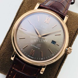 Iwc Iws Factory Sapphire Glass Leather Strap Watch Coffee