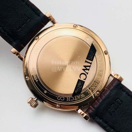 Iwc Iws Factory Sapphire Glass Leather Strap Watch Coffee