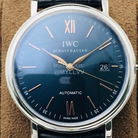 Iwc Iws Factory Sapphire Glass Black Leather Strap Watch