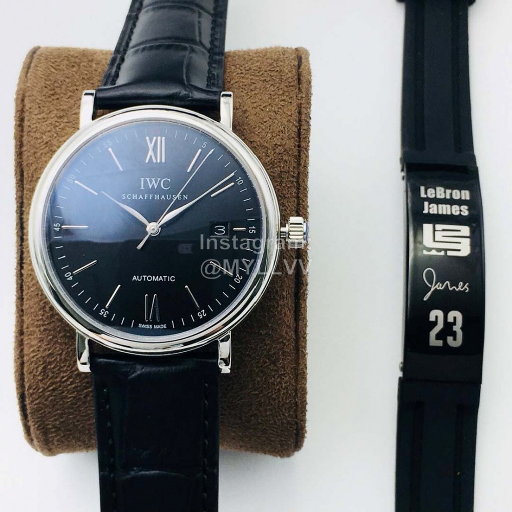 Iwc Iws Factory New Sapphire Glass Leather Strap Watch