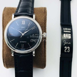 Iwc Iws Factory New Sapphire Glass Leather Strap Watch