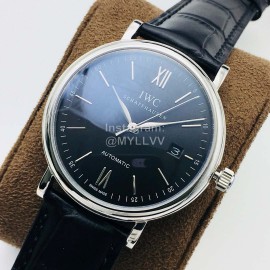 Iwc Iws Factory New Sapphire Glass Leather Strap Watch