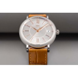 Iwc Swarovski Leather Strap Watch For Women Brown