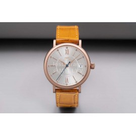 Iwc Swarovski Brown Leather Strap Watch For Women