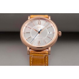 Iwc Swarovski Brown Leather Strap Watch For Women