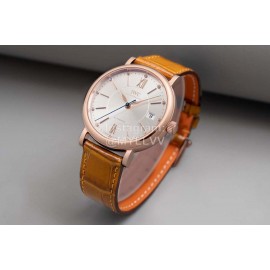 Iwc Swarovski Brown Leather Strap Watch For Women