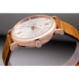 Iwc Swarovski Brown Leather Strap Watch For Women