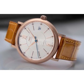 Iwc Swarovski Brown Leather Strap Watch For Women