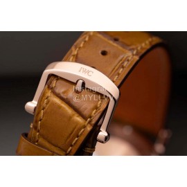 Iwc Swarovski Brown Leather Strap Watch For Women