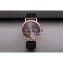 Iwc Swarovski Black Leather Strap Watch For Women