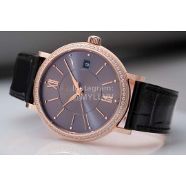 Iwc Swarovski Black Leather Strap Watch For Women