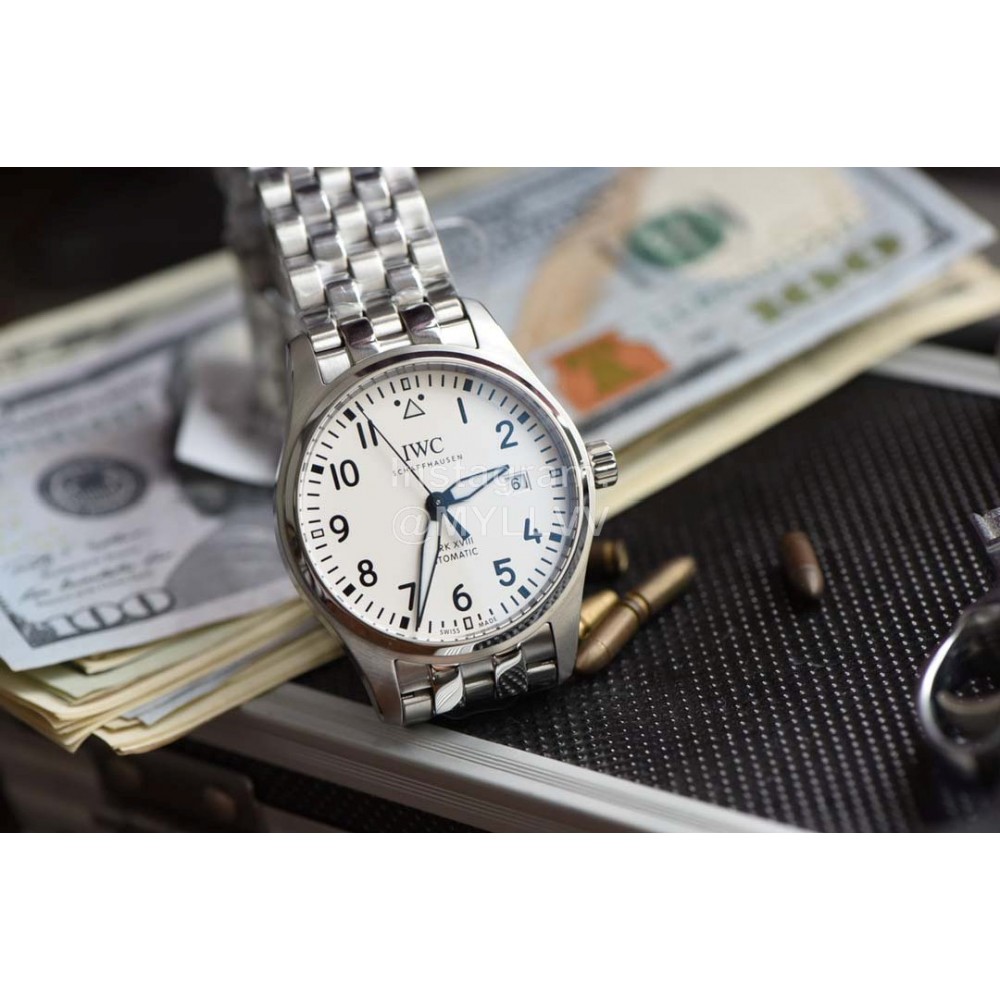 Iwc Steel Strap Calendar Luminous Watch White