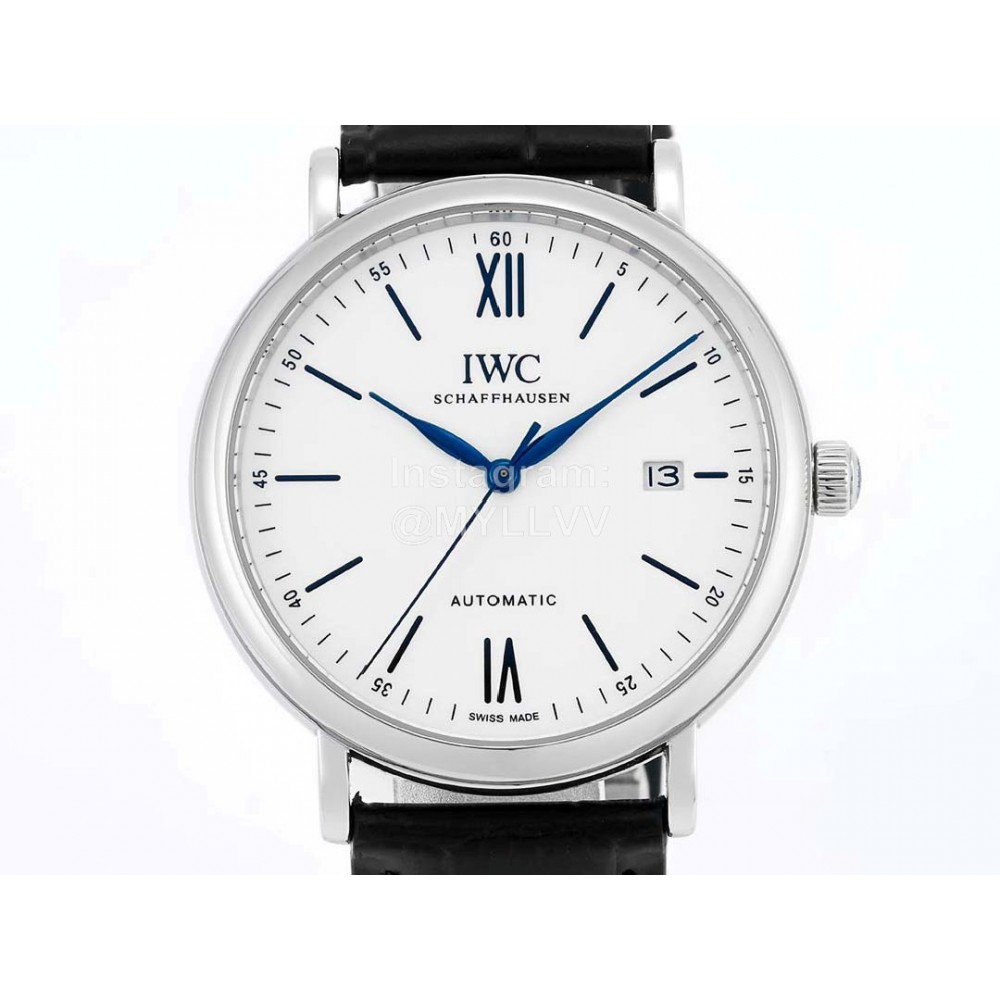 Iwc Leather Strap Business Watch White