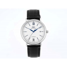 Iwc Leather Strap Business Watch White