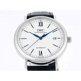 Iwc Leather Strap Business Watch White