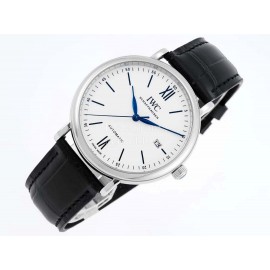 Iwc Leather Strap Business Watch White