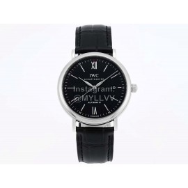 Iwc Black Leather Strap Business Watch 