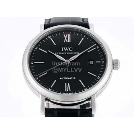 Iwc Black Leather Strap Business Watch 