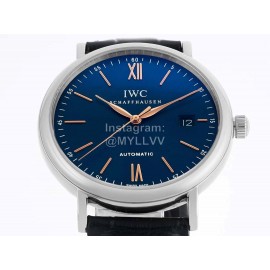 Iwc Leather Strap Golden Pointer Business Watch 