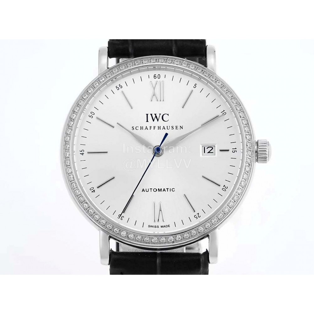 Iwc Leather Strap Diamond Business Watch 