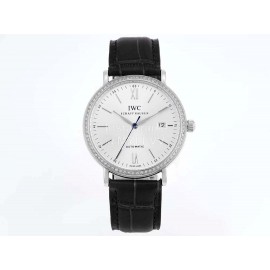 Iwc Leather Strap Diamond Business Watch 